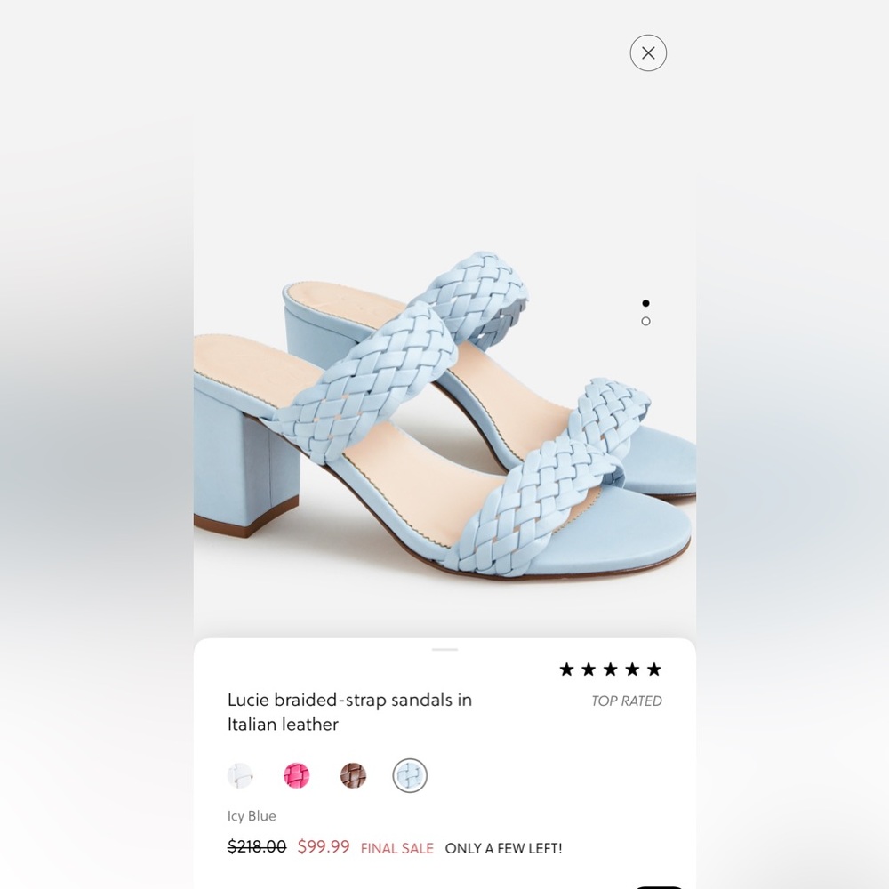 NIB J.Crew Lucie Braided Italian Leather Block Heel Sandals | Icy Blue Size 7
